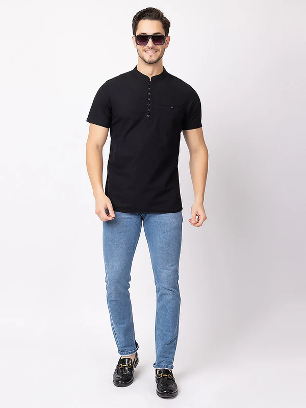 Men's Mandarin-collar Solid Kurta - Image 10