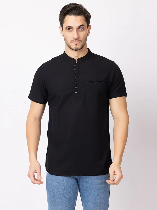 Men's Mandarin-collar Solid Kurta - Image 12
