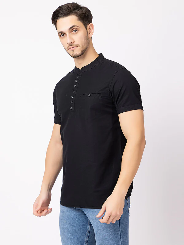 Men's Mandarin-collar Solid Kurta - Image 13