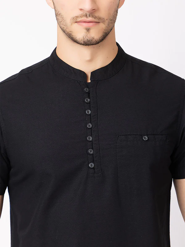Men's Mandarin-collar Solid Kurta - Image 15