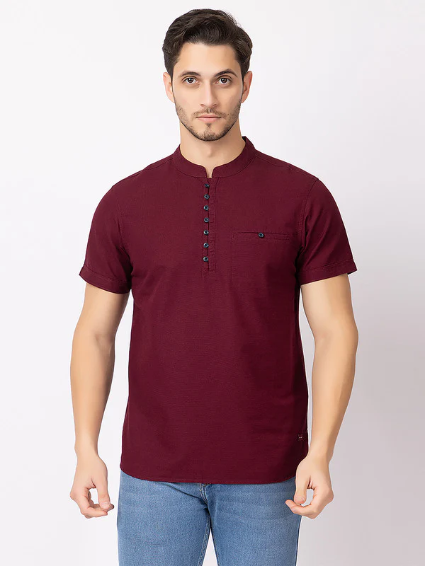 Men's Mandarin-collar Solid Kurta - Image 17