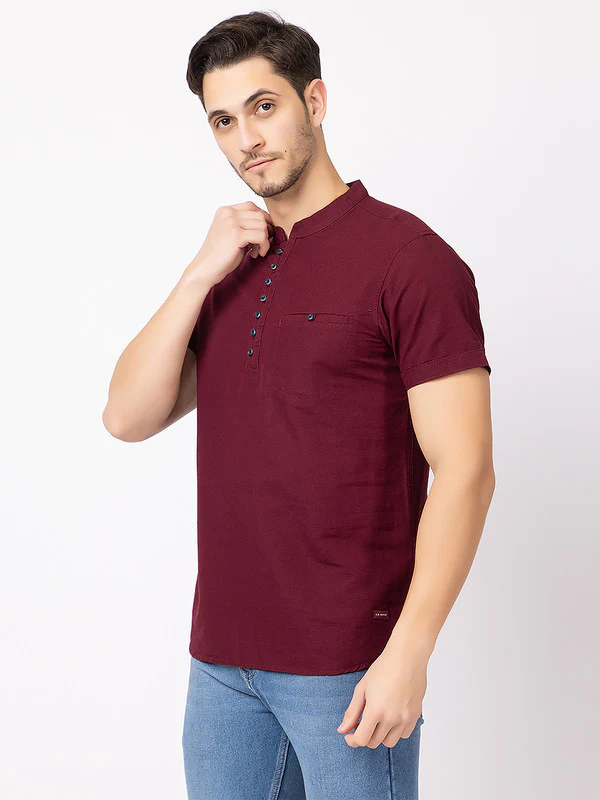 Men's Mandarin-collar Solid Kurta - Image 18