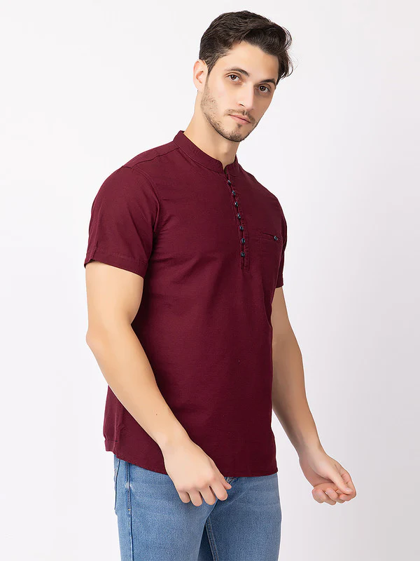 Men's Mandarin-collar Solid Kurta - Image 19