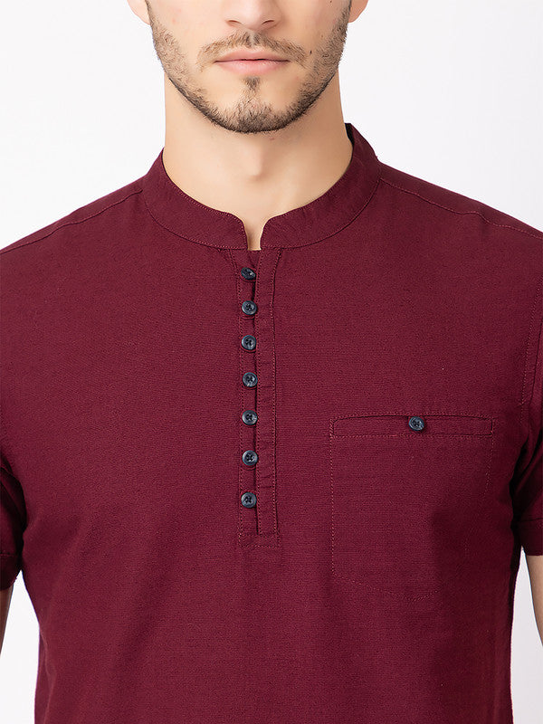 Men's Mandarin-collar Solid Kurta - Image 20