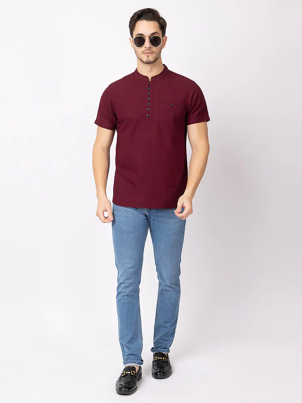 Men's Mandarin-collar Solid Kurta - Image 22
