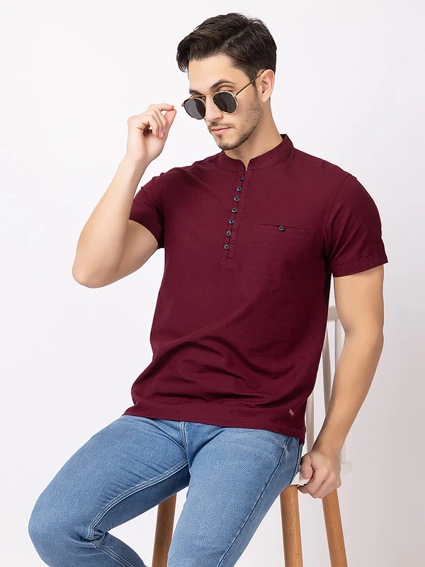 Men's Mandarin-collar Solid Kurta - Image 23