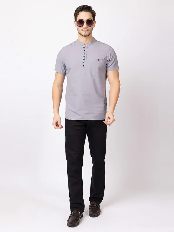Men's Mandarin-collar Solid Kurta - Image 26