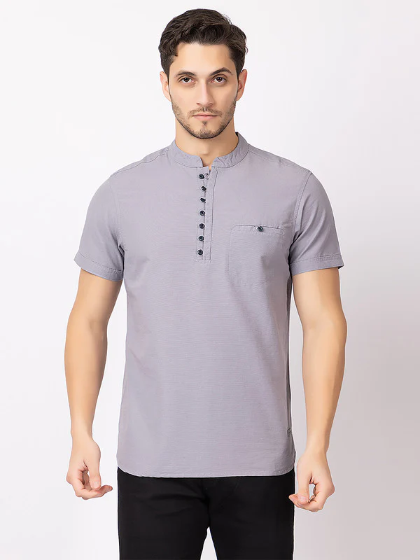 Men's Mandarin-collar Solid Kurta - Image 28