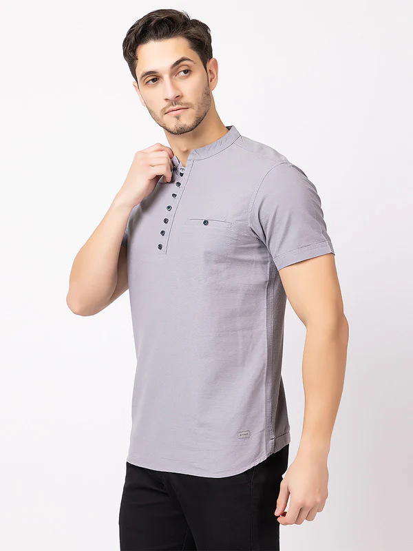 Men's Mandarin-collar Solid Kurta - Image 29