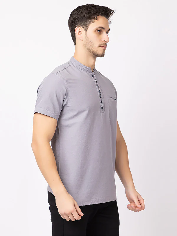 Men's Mandarin-collar Solid Kurta - Image 30