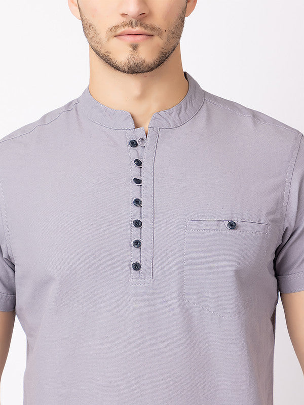 Men's Mandarin-collar Solid Kurta - Image 31