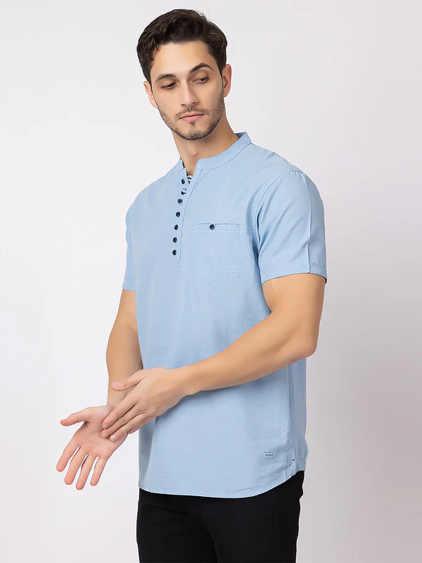 Men's Mandarin-collar Solid Kurta - Image 34