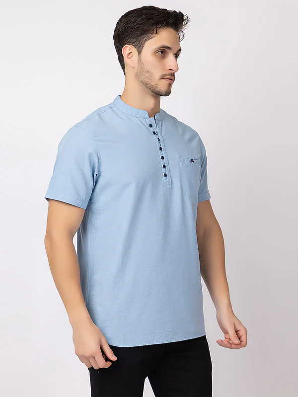 Men's Mandarin-collar Solid Kurta - Image 35