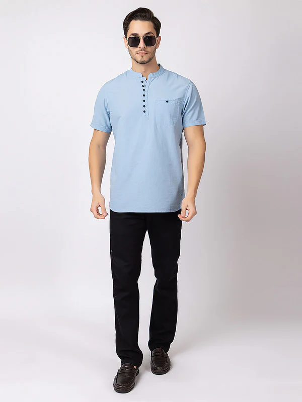 Men's Mandarin-collar Solid Kurta - Image 38