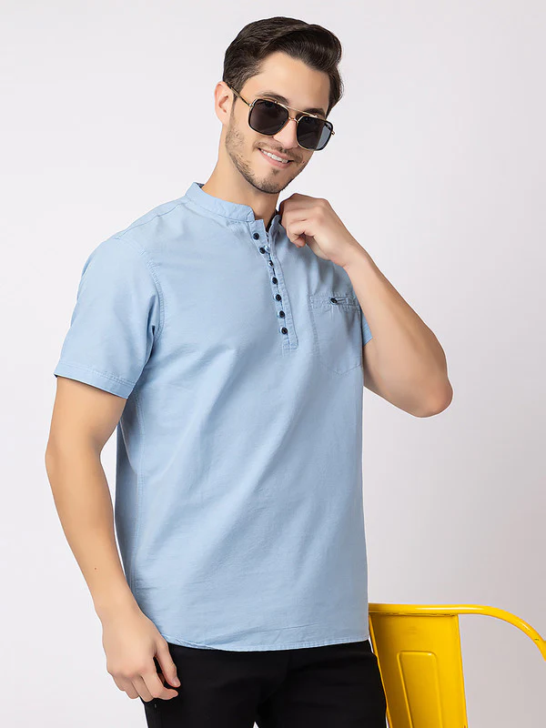 Men's Mandarin-collar Solid Kurta - Image 39