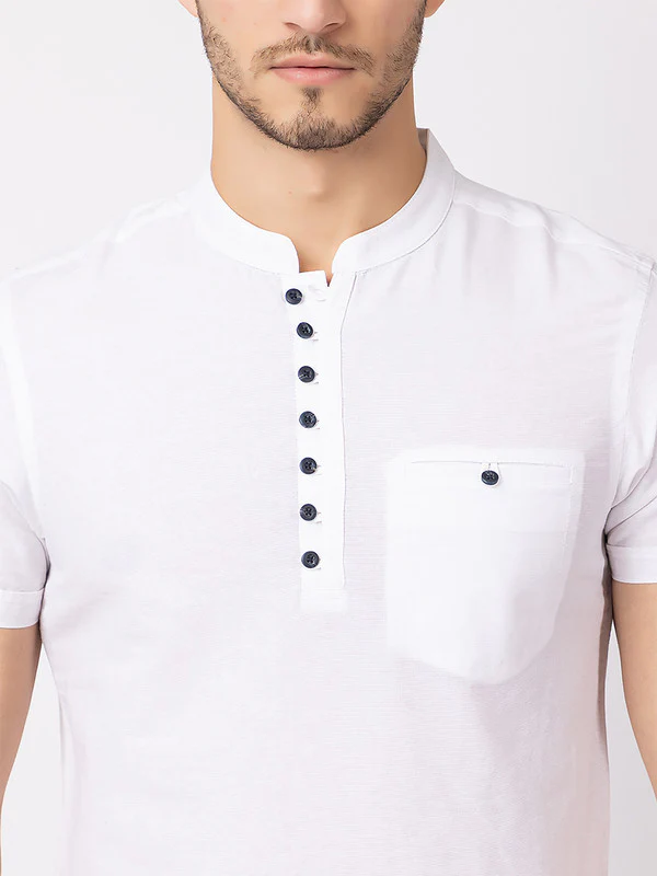 Men's Mandarin-collar Solid Kurta - Image 4