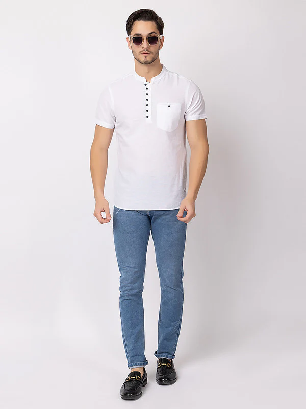 Men's Mandarin-collar Solid Kurta - Image 6