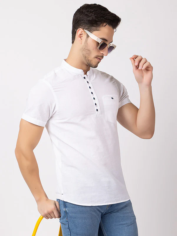Men's Mandarin-collar Solid Kurta - Image 7