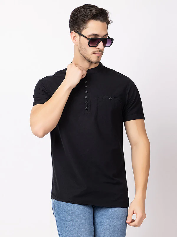 Men's Mandarin-collar Solid Kurta - Image 9