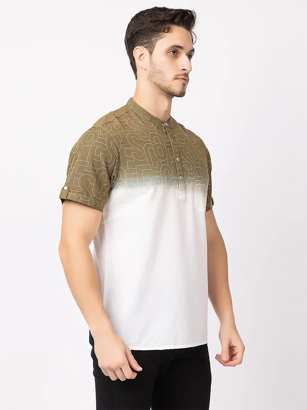 Men's Gradient-texture Half Kurta - Image 11