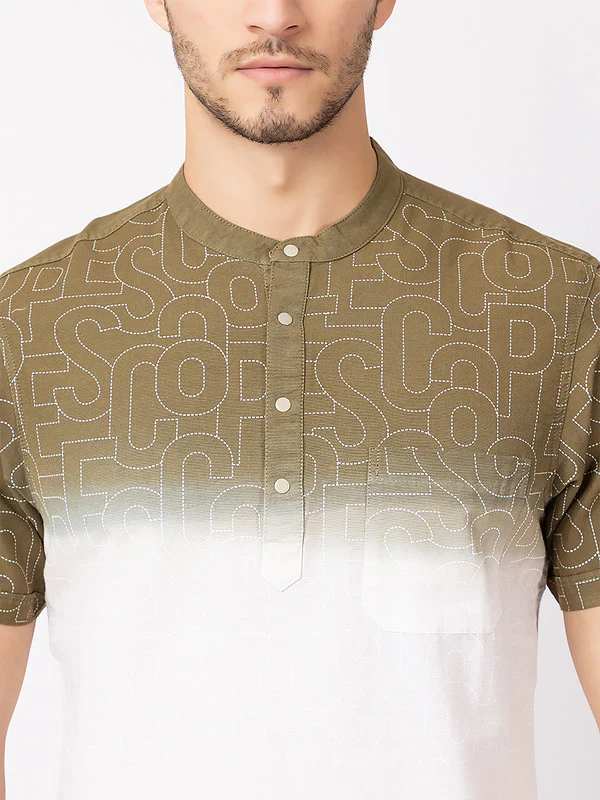 Men's Gradient-texture Half Kurta - Image 12
