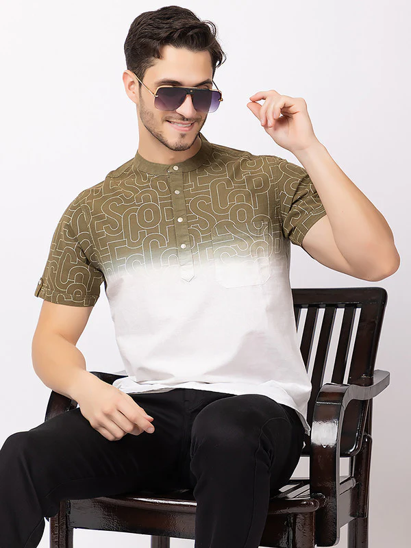 Men's Gradient-texture Half Kurta - Image 15