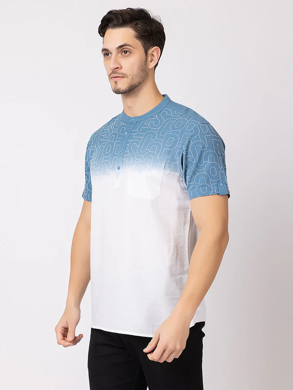 Men's Gradient-texture Half Kurta - Image 5
