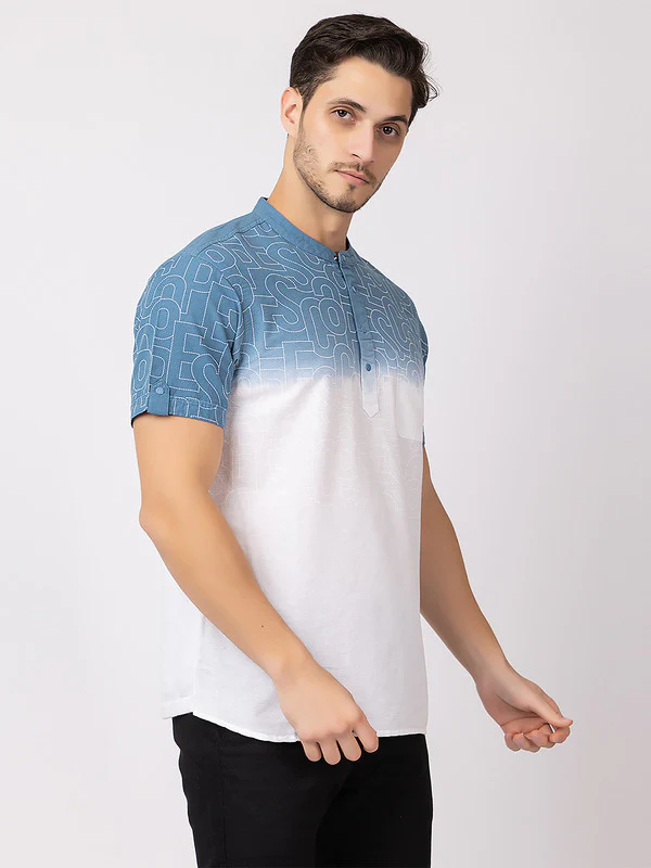 Men's Gradient-texture Half Kurta - Image 6