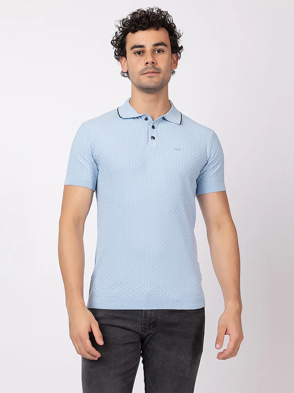 Solid Polo With Basketweave