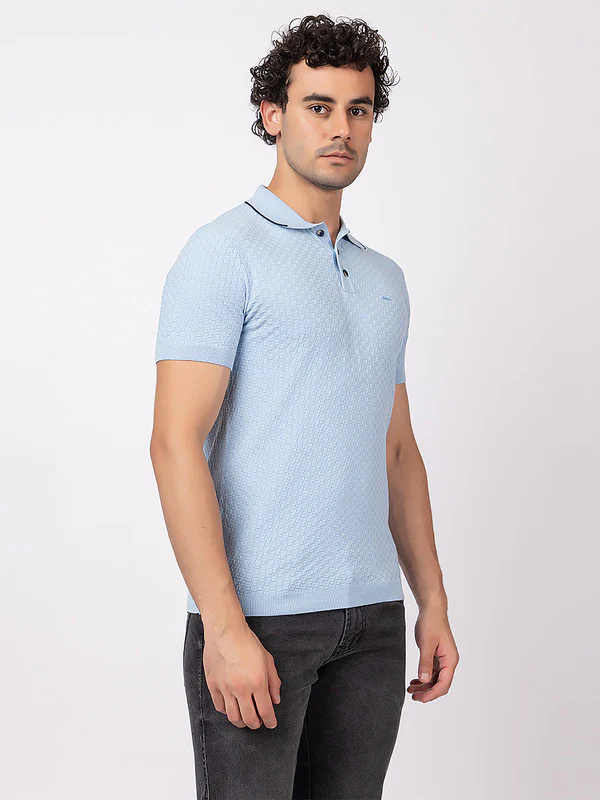Solid Polo With Basketweave - Image 3
