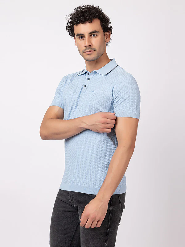Solid Polo With Basketweave - Image 4