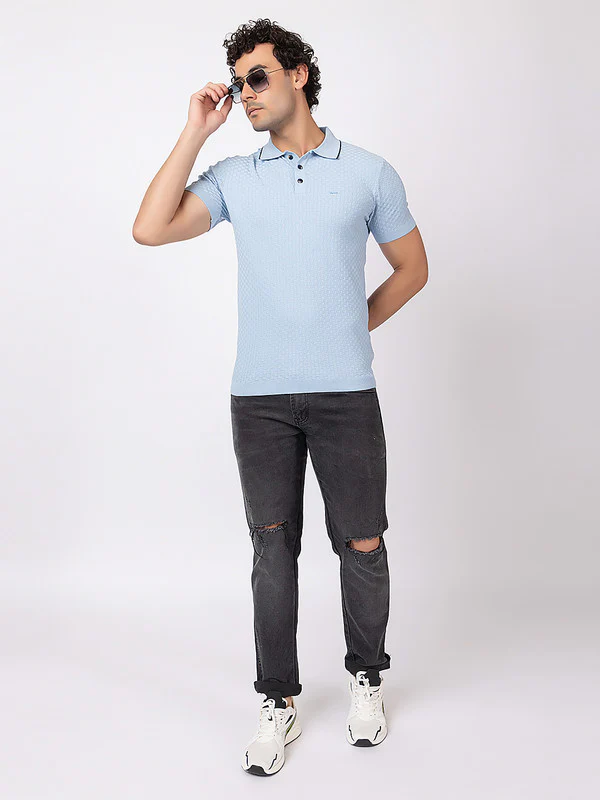 Solid Polo With Basketweave - Image 6