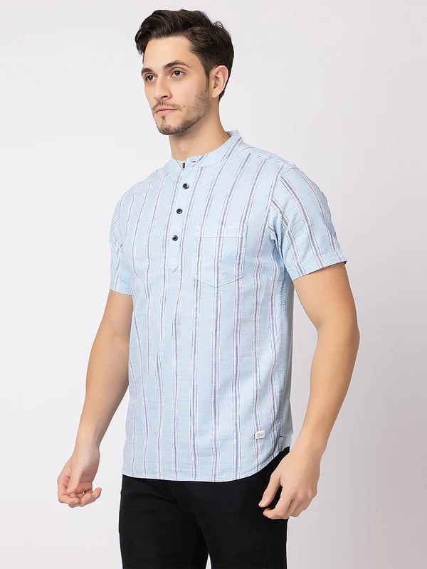 Men's Straight-stripe Half Kurta - Image 5