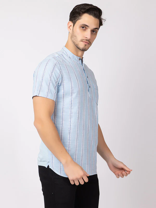 Men's Straight-stripe Half Kurta - Image 6
