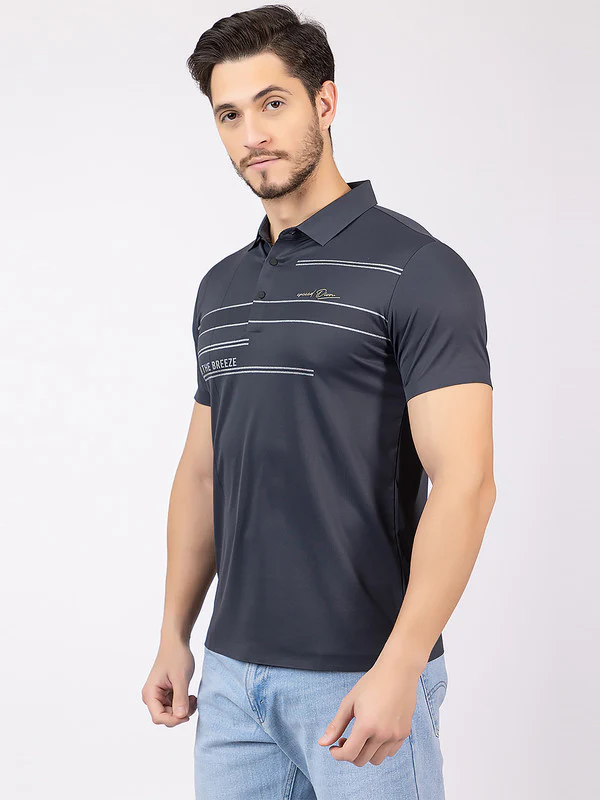 Men's Horizontal-stripe Polo T-shirt - Image 3