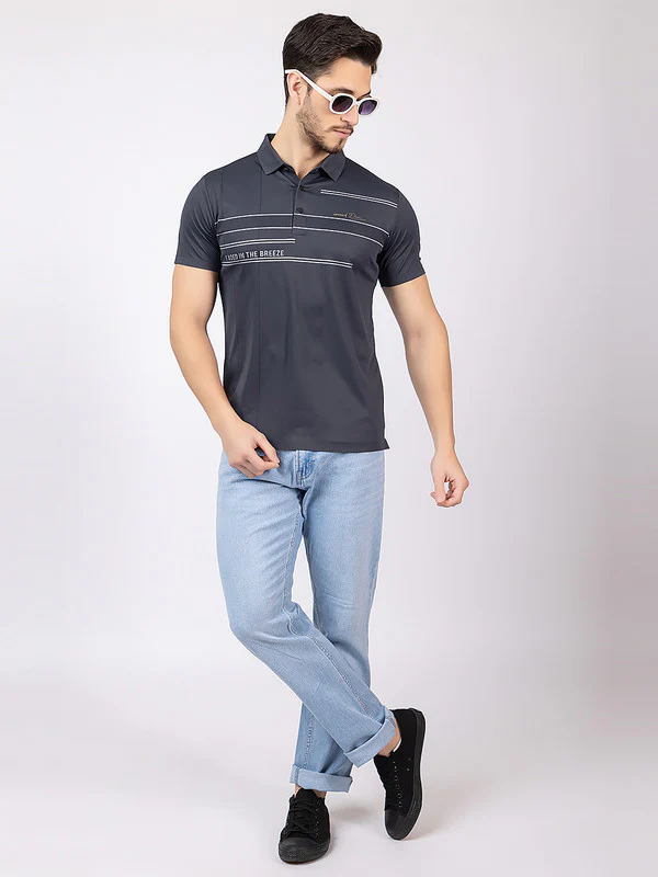 Men's Horizontal-stripe Polo T-shirt - Image 6
