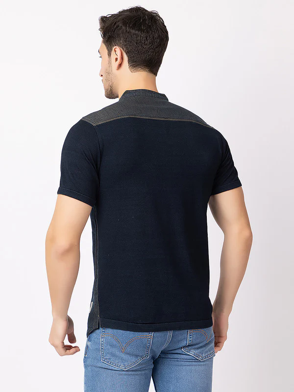 Men's Denim-effect Half Kurta - Image 8