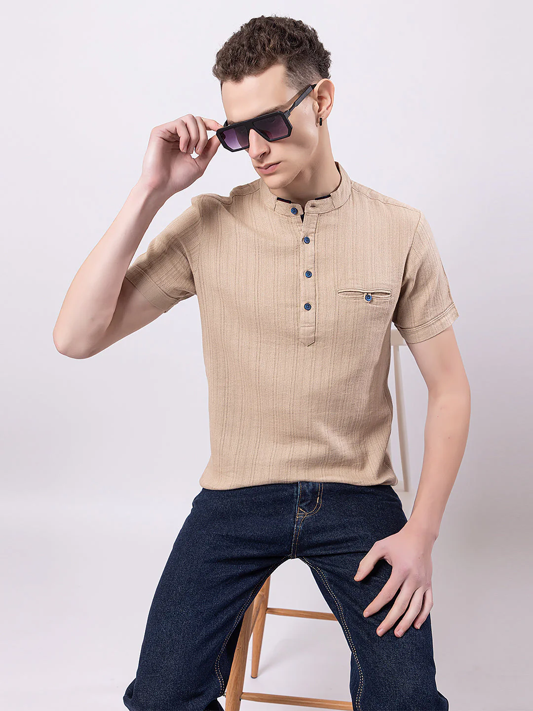 Vertically Knitted Striped Kurta - Image 4