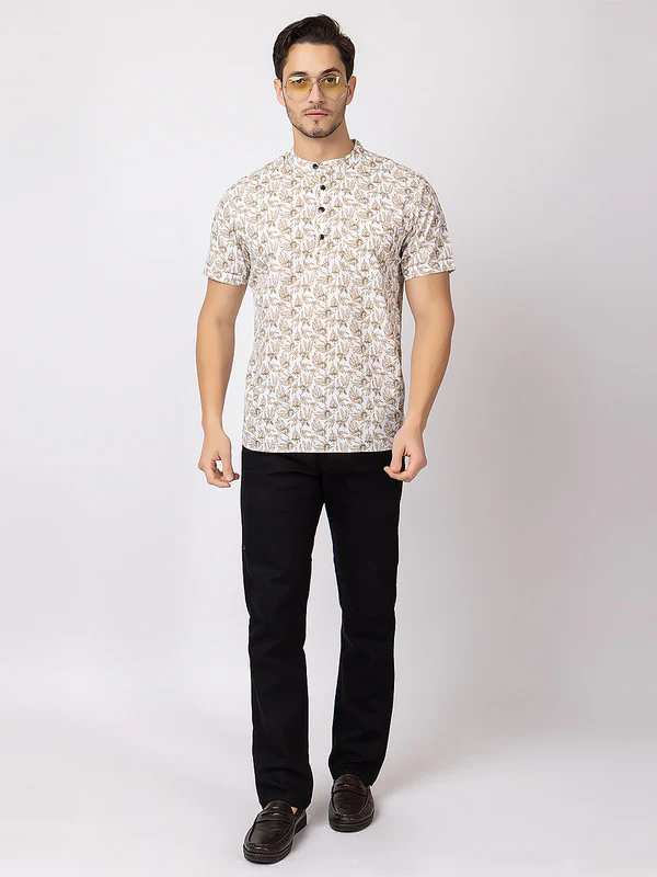 Men's Floral Half Kurta - Image 2