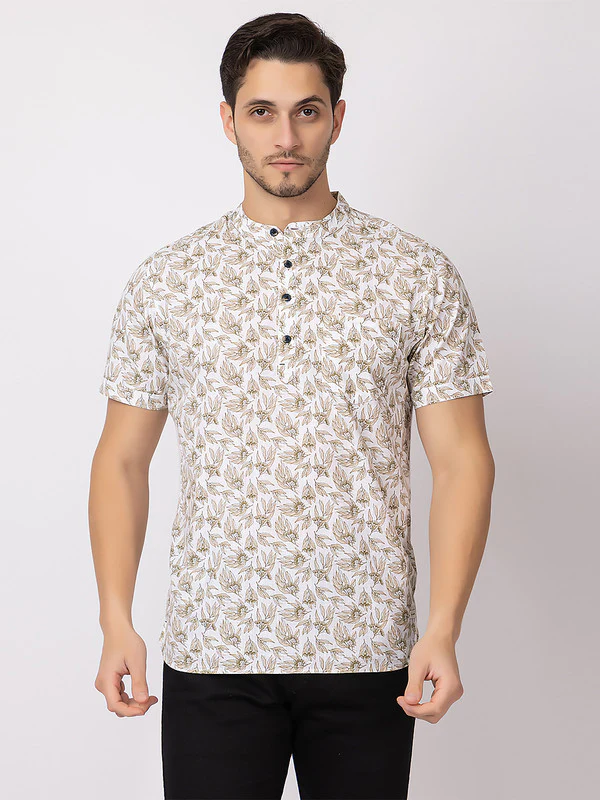 Men's Floral Half Kurta - Image 4