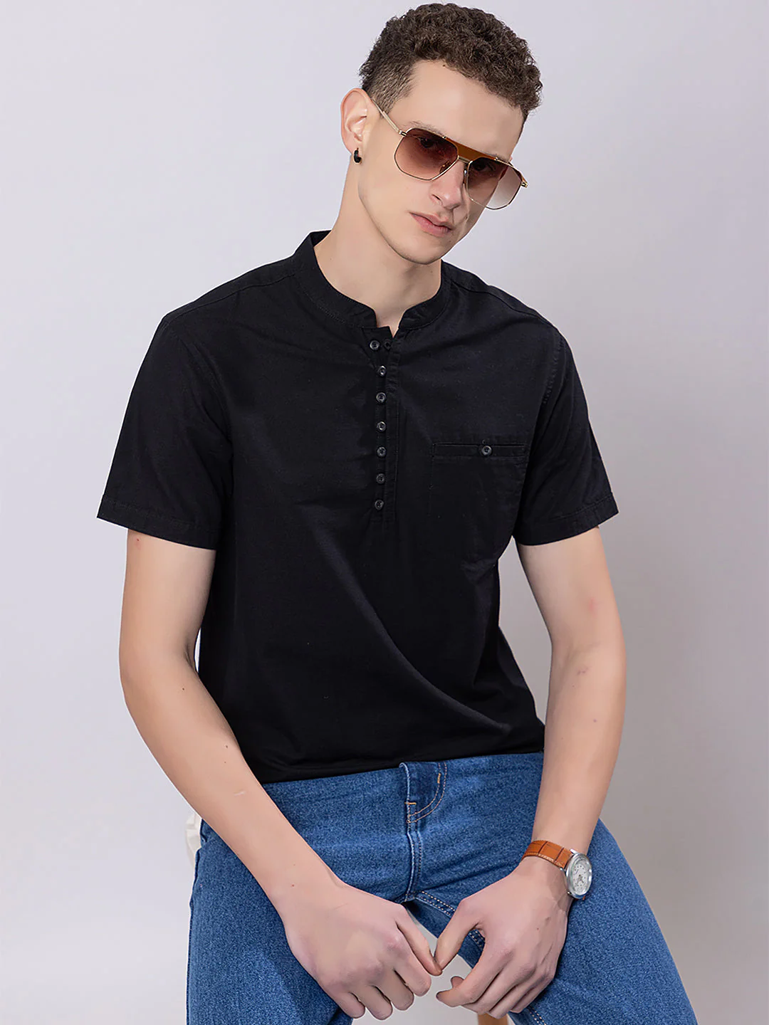Dark Coloured Knitted Kurta - Image 5