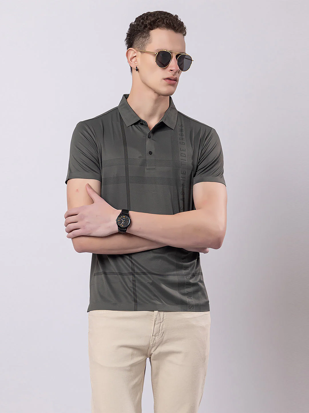 Men's Criss-cross Print Polo - Image 4