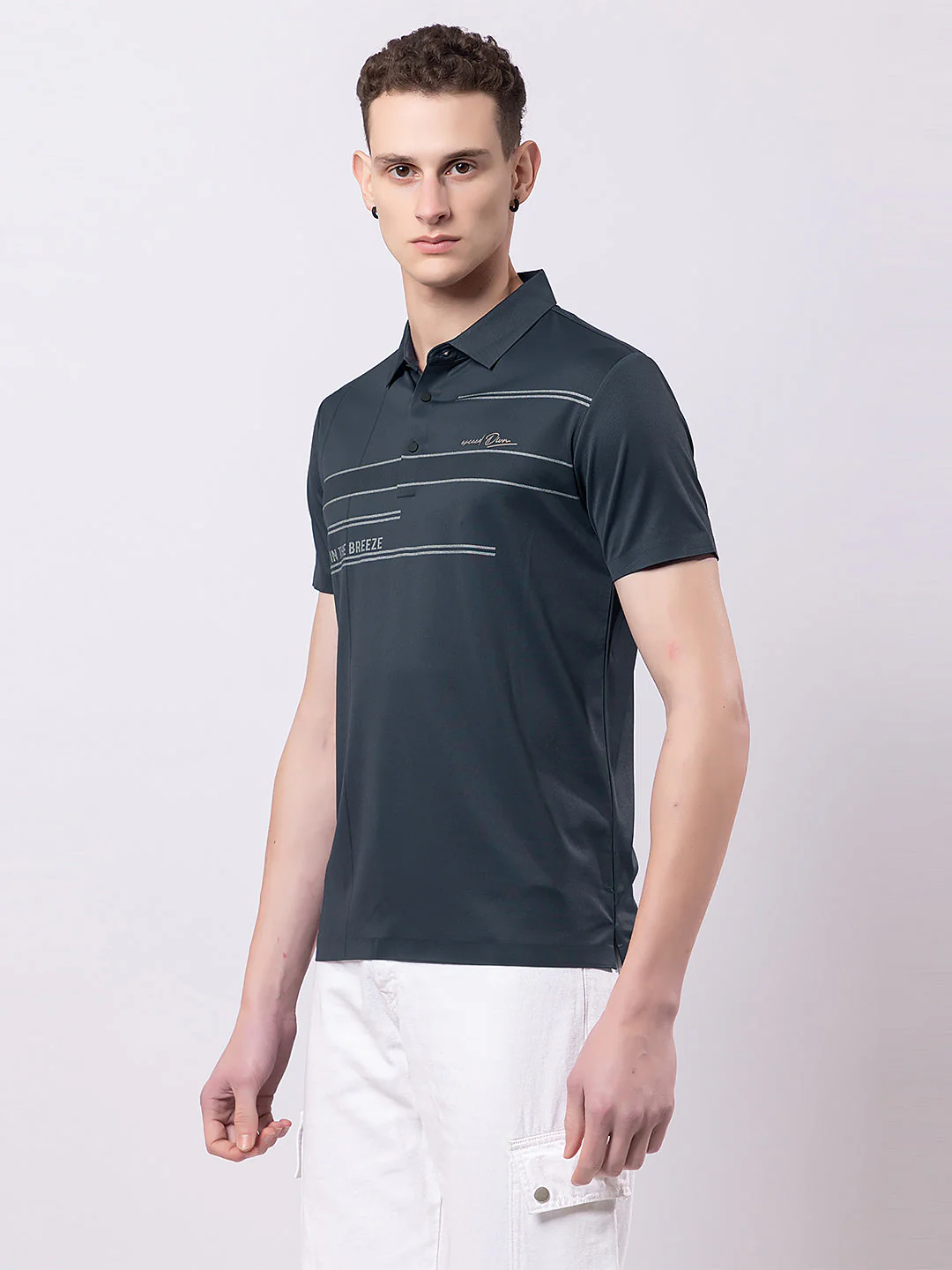 Men's Striped Polo T-shirt - Image 3