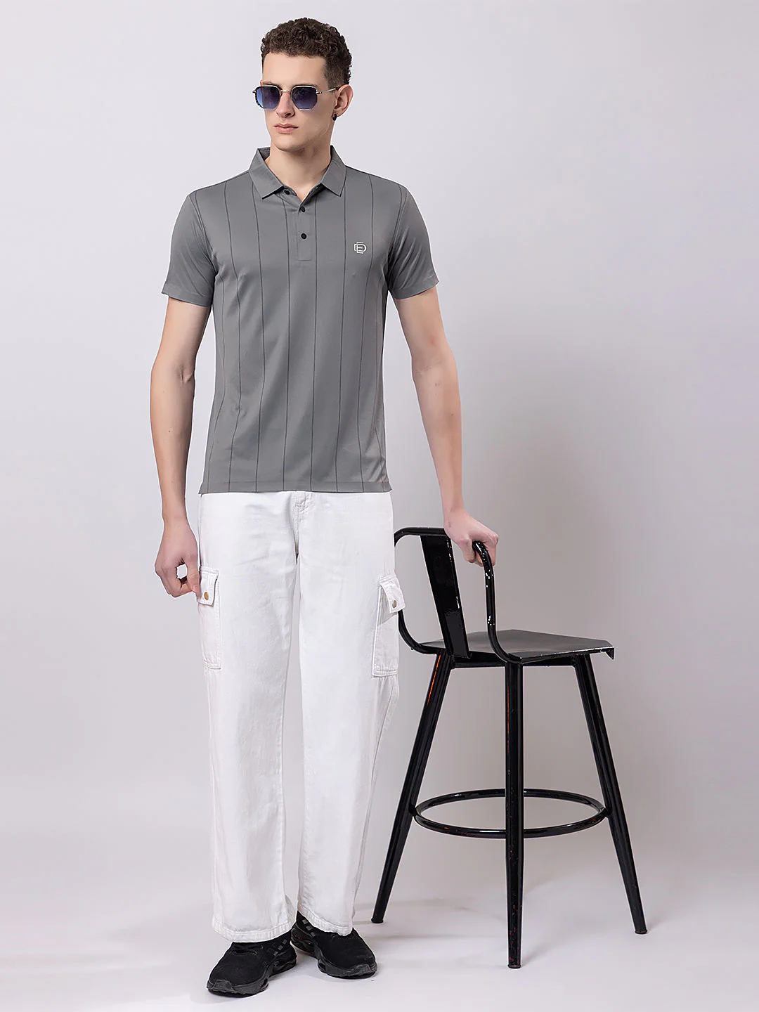 Men's Verical-stripe Polo T-shirt - Image 3