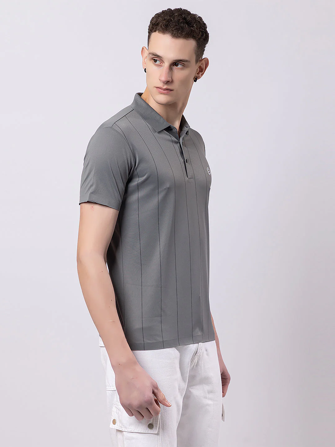 Men's Verical-stripe Polo T-shirt - Image 4