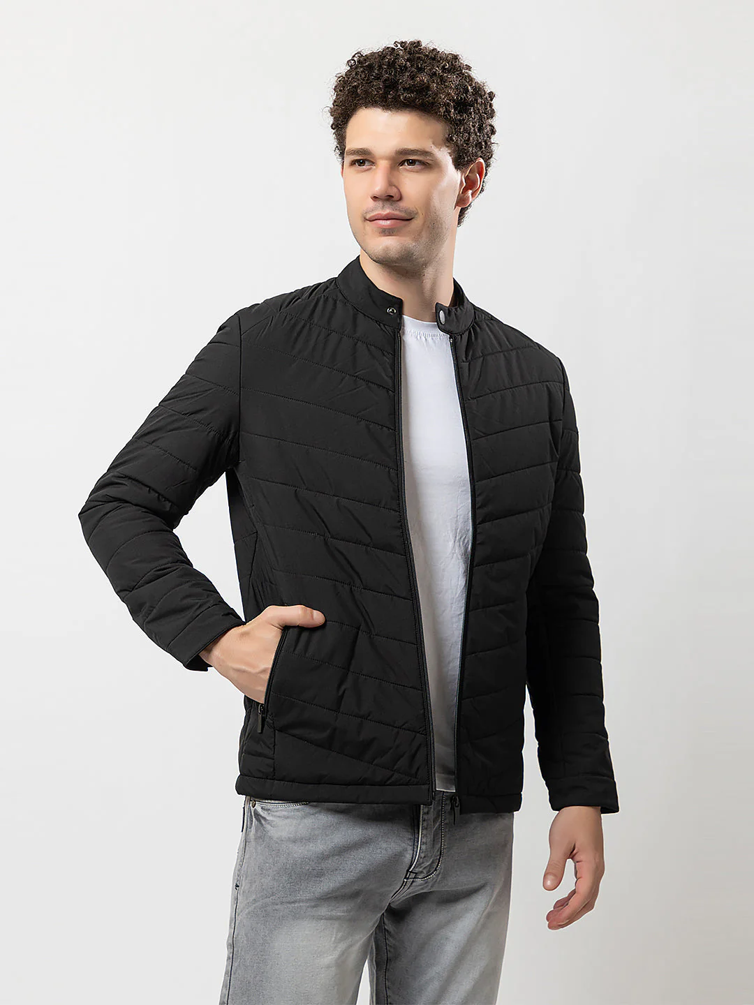 Men's Quilted Biker Jacket - Image 2