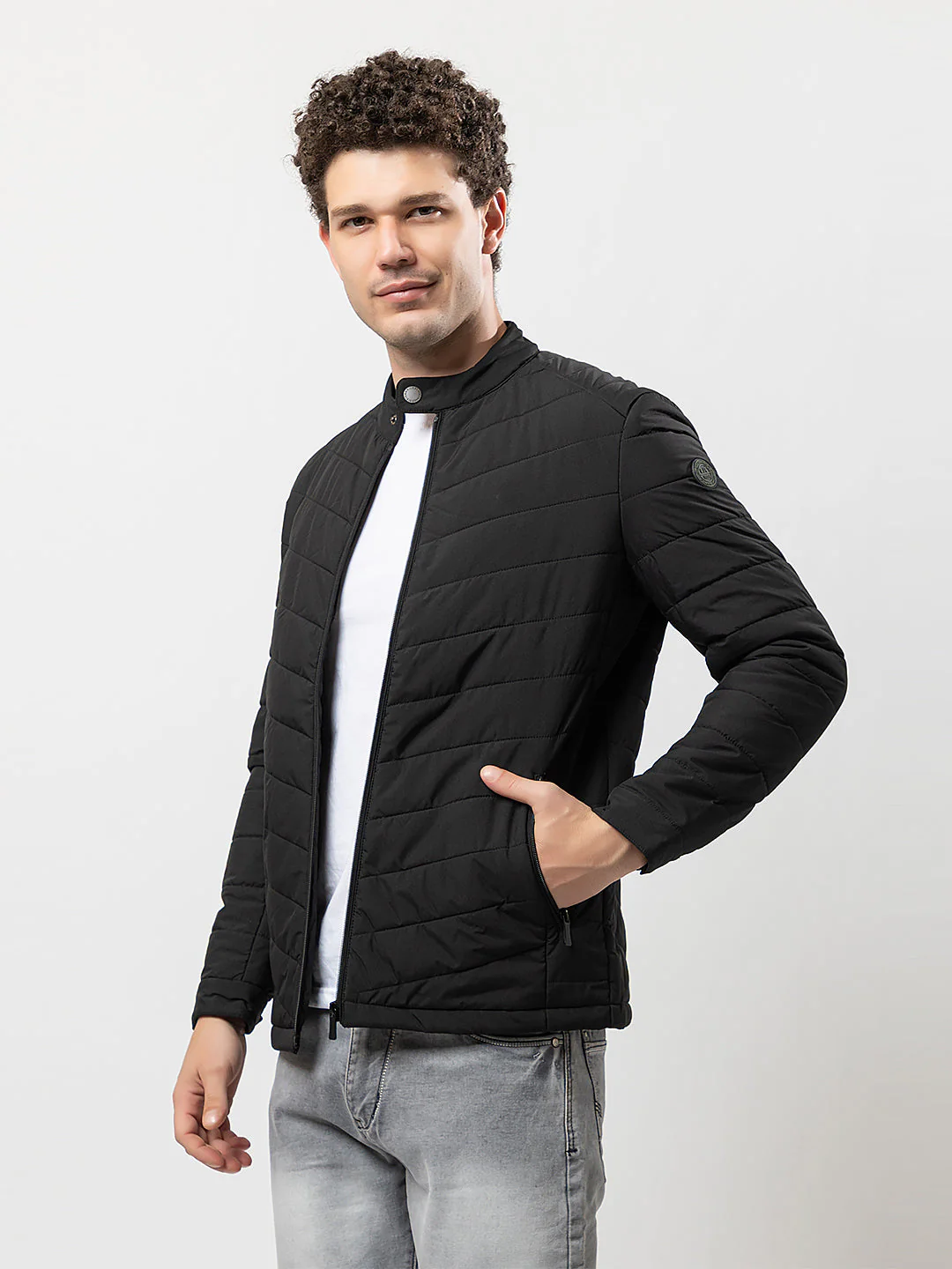 Men's Quilted Biker Jacket - Image 3
