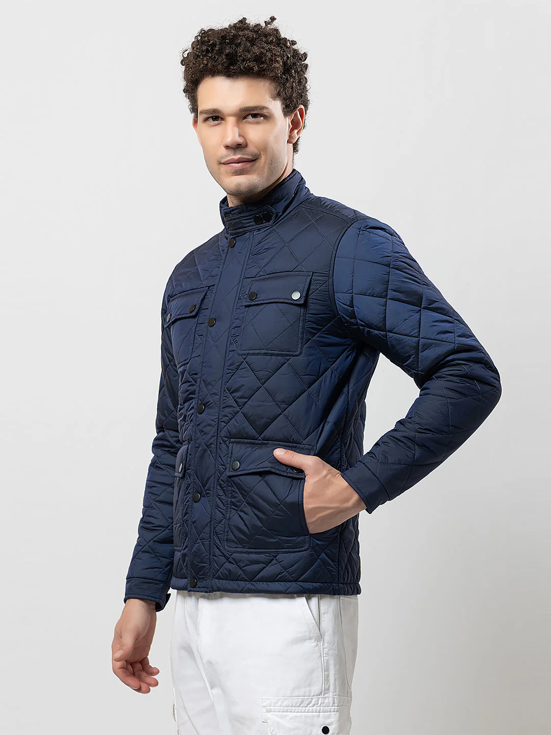 Men's Quilted Biker Jacket - Image 3