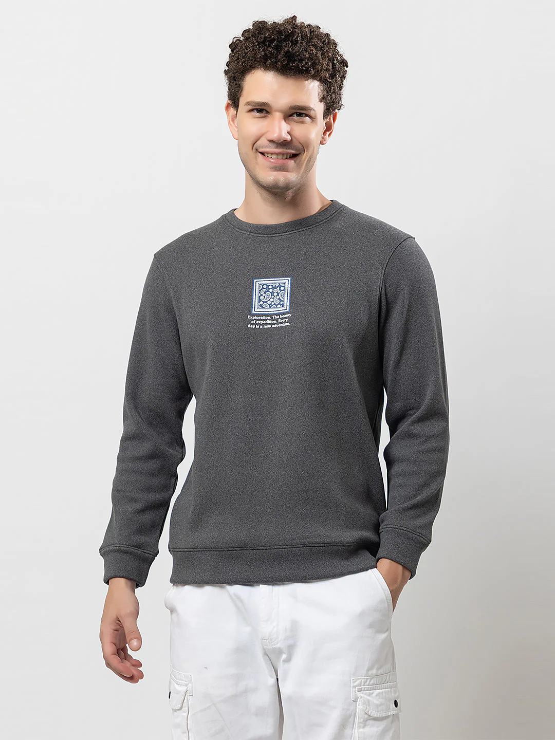 Men's Solid Graphic Sweatshirt
