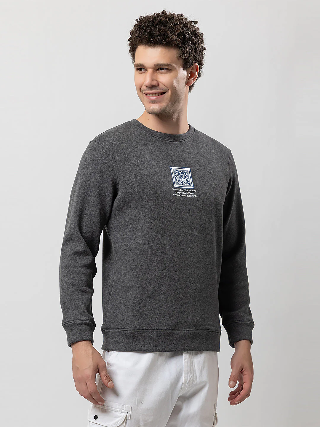 Men's Solid Graphic Sweatshirt - Image 2